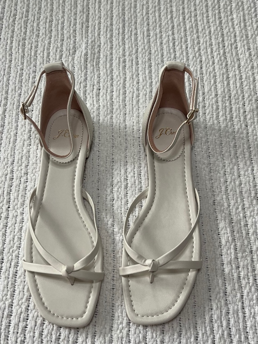 J. Crew White Abbie Leather Sandals